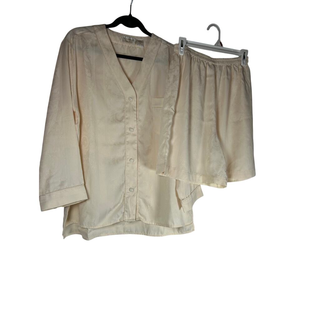 VTG Victoria's Secret 2 piece pajama set shirt/shorts 80s Gold Label Lounge Wear